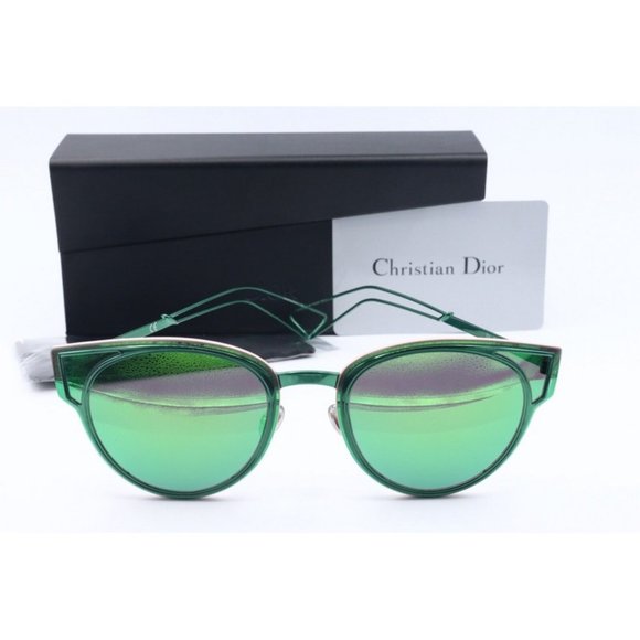 Christian Dior Sculpt HS 3 Cat Eye Green Sunglasses Green Mirrored Lense - Picture 2 of 7
